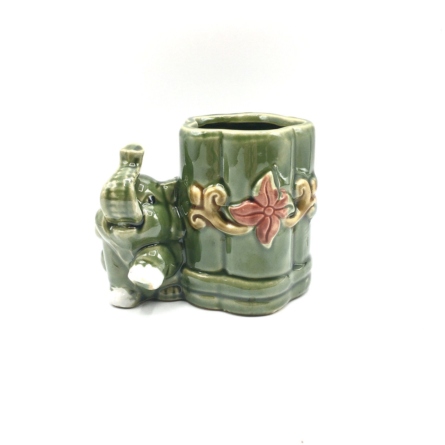 lucky bamboo elephant vase 4''High Elephant Glazed Vase For Lucky Bamboo – Newcountrybonsai