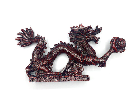 Chinese Feng Shui Dragon Figurine Statue for Luck & Success 8.5 inch Long (Red)