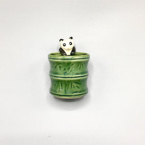 2.25'' x 2.25'' Panda Glazed Vase For Lucky Bamboo