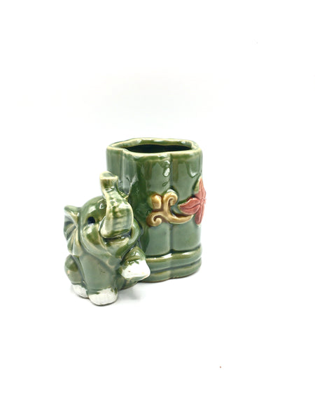 4‘’High Elephant Glazed Vase For Lucky Bamboo