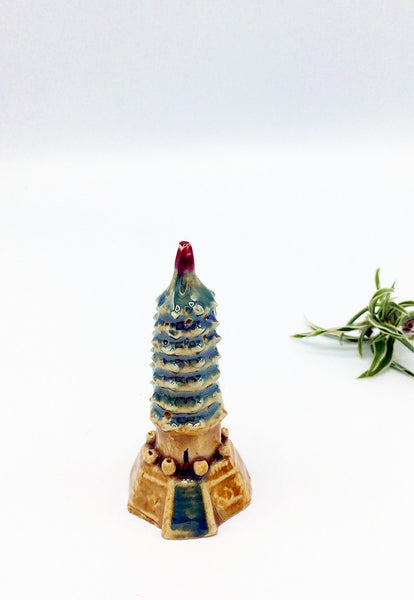 Miniature Ceramic Pagoda |Bonsai figurine| Ancient  Pagoda|1.25inx2.75in