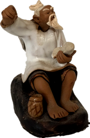 Ceramic Figurine -  Fisherman With Fishing pole 1.25‘’x 2.75''  white ,Posture B