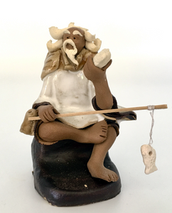 Ceramic Figurine -  Fisherman With Fishing pole 1.25‘’x 2.75''  white ,Posture C