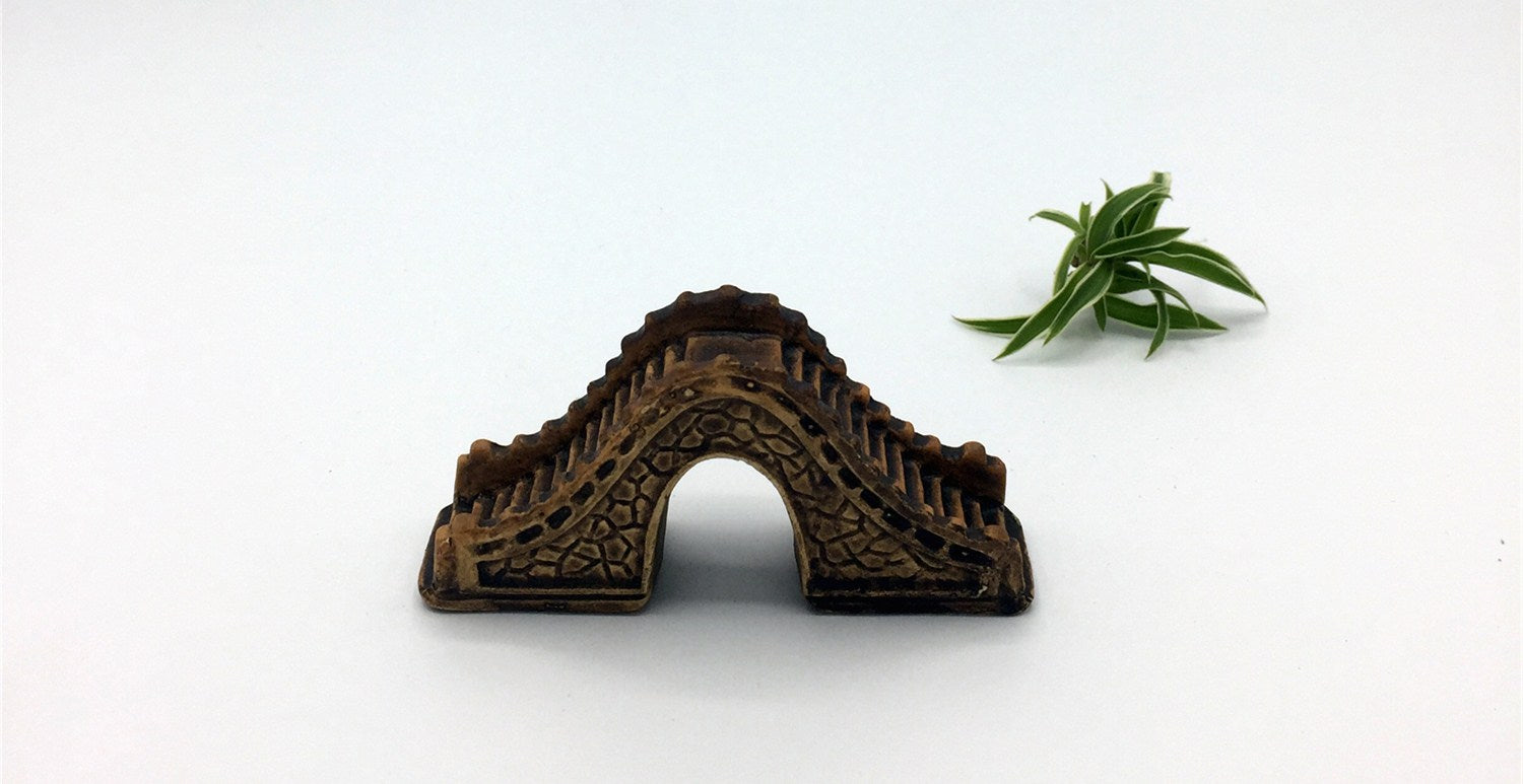 Miniature Ceramic Bridge Figurine |Bonsai and Fairy Garden Figurine | 4in x 1in x 2in